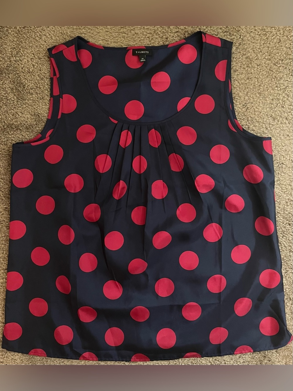 Talbots Navy Sleeveless Dress with Red Polka Dots